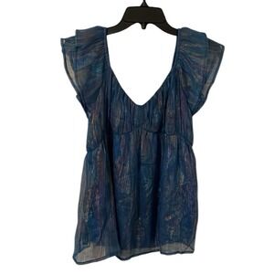 Andree by Unit Women's Blue Multicolor‎ Shimmer Sleeveless Top Size S